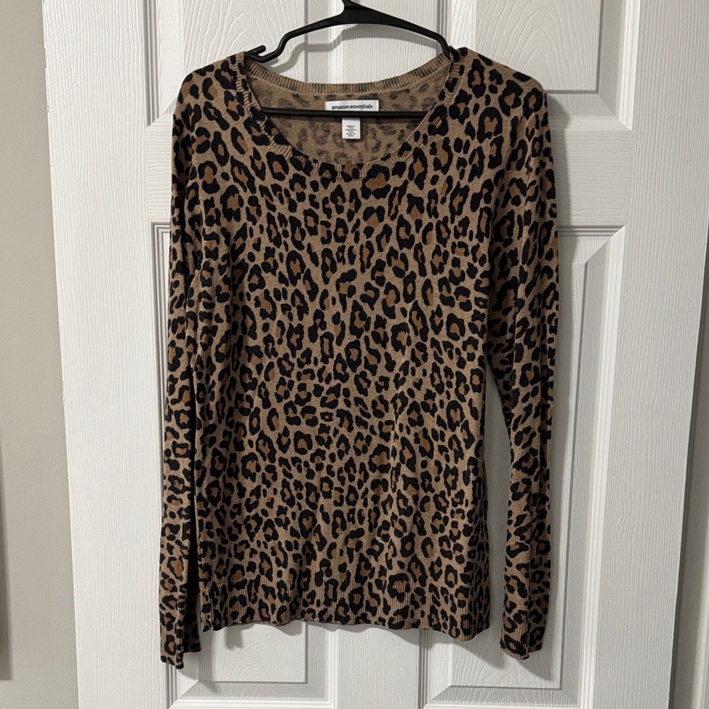 Amazon Essentials Brown Leopard Print Long Sleeve Top